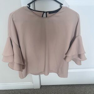 Zara Pink Ruffled Short Sleeve Blouse